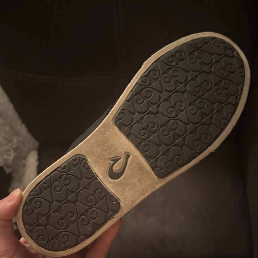 OluKai Women's Pehuea Breathable Slip-On Shoes - Black with Cream Sole - Picture 3 of 4